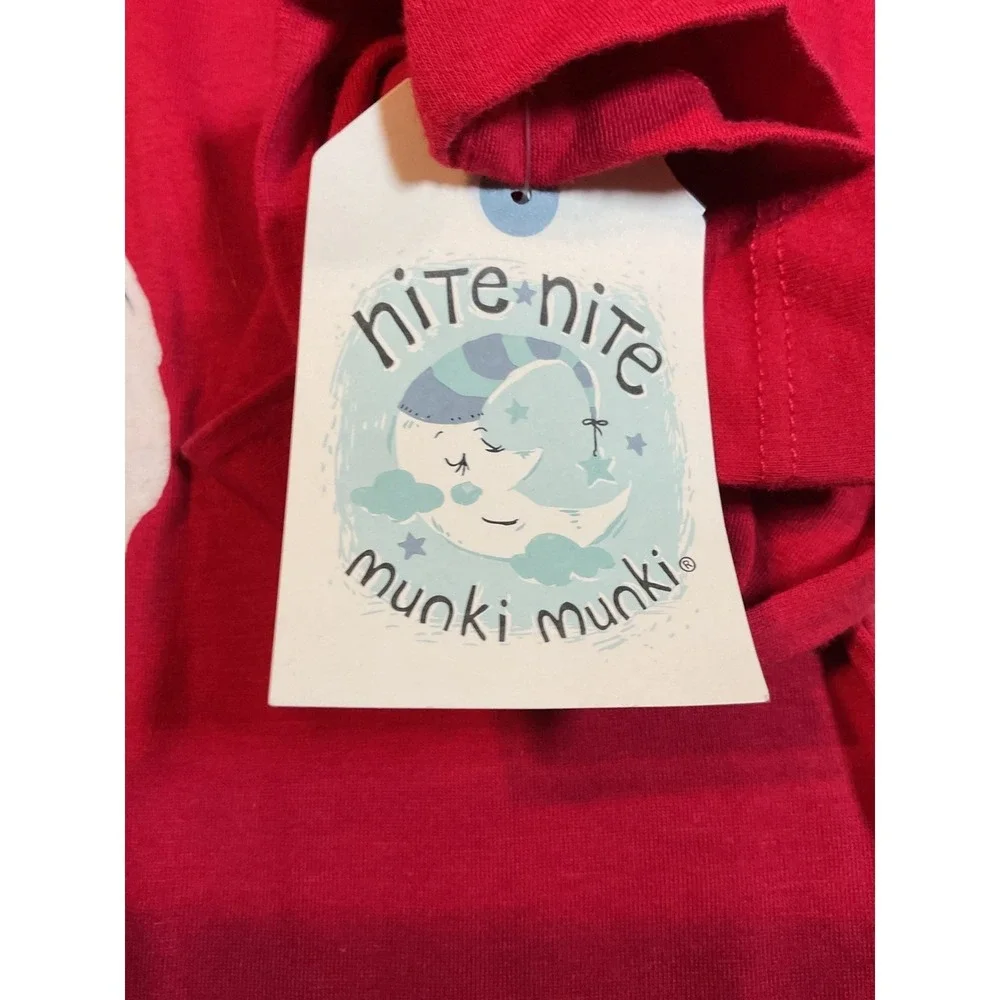 Munki Munki Nite Nite‎ Santa Claus Pajama Top Long Sleeve Red Christmas Kids